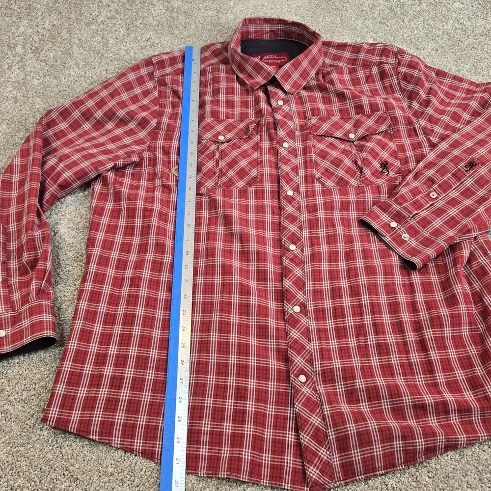 John Browning Heritage Collection Plaid Long Sleeve Pearl Snap Size 2XL‎ Red